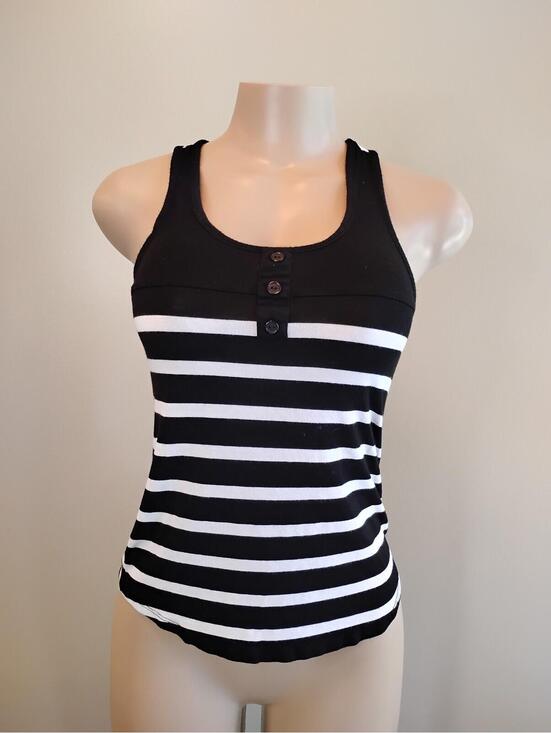 Chocolate Tops - Chocolate Sleeveless Black and White Geometric Patterned Top Blouse Womens Small